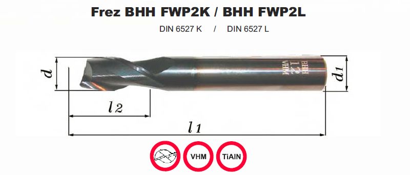 Frez palcowy NFPg  8.0 VHM TiALN długi L=16/63mm chwyt=8mm  FWP2L (gablota) BHH 80703253008000 *!
